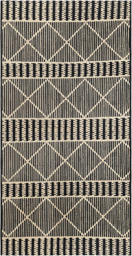 Black 2' 7 x 5' 3 Outdoor Trellis Runner Area Rug Weather Resistant for Patio, Deck, Terrace, Balcony, Porch