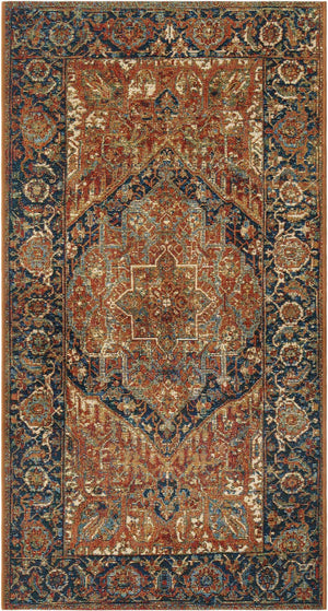 Rust Red 2' 7 x 5' 3 Outdoor Traditional Runner Area Rug Weather Resistant for Patio, Deck, Terrace, Balcony, Porch Classical Design Outside Carpet for Sale at Rug Engine
