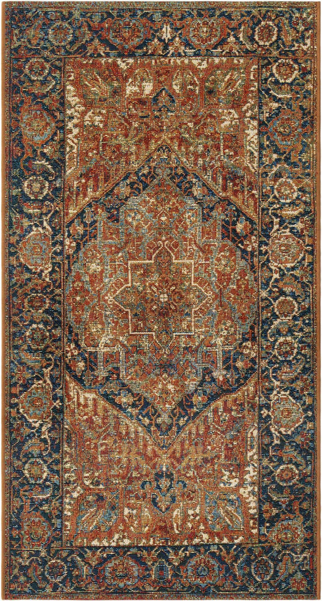 Rust Red 2' 7 x 5' 3 Outdoor Traditional Runner Area Rug Weather Resistant for Patio, Deck, Terrace, Balcony, Porch Classical Design Outside Carpet for Sale at Rug Engine