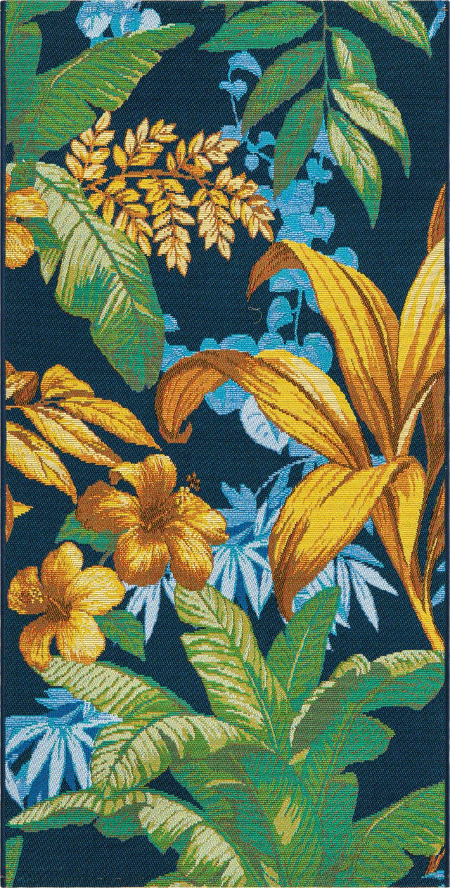 Multicolor 2' 7 x 5' 3 Outdoor Botanical Runner Area Rug Weather Resistant for Patio, Deck, Terrace, Balcony, Porch Polypropylene Garden Floral Tropical Carpet for Sale at Rug Engine