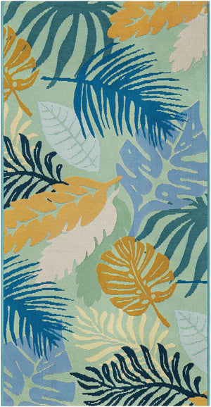 Multicolor 2' 7 x 5' 3 Outdoor Botanical Runner Area Rug Weather Resistant for Patio, Deck, Terrace, Balcony, Porch Polypropylene Garden Floral Tropical Carpet for Sale at Rug Engine