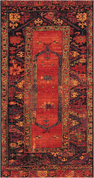 Multicolor 2' 7 x 5' 3 Outdoor Tribal Runner Area Rug Weather Resistant for Patio, Deck, Terrace, Balcony, Porch Traditional Design Water Safe Outside Carpet for Sale at Rug Engine