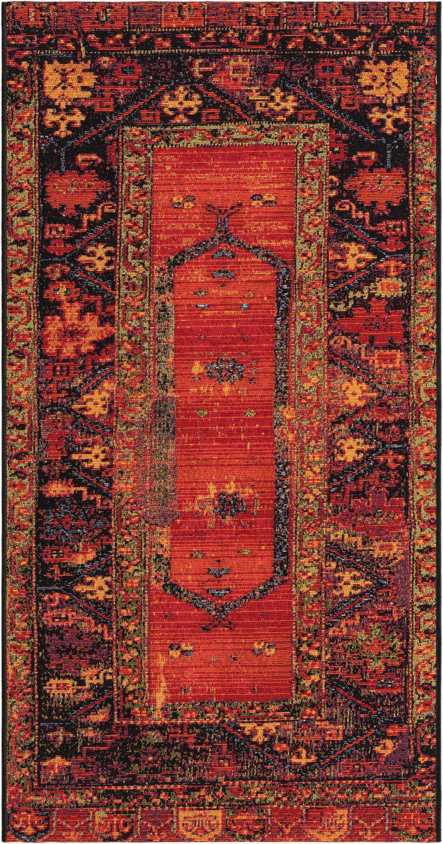 Multicolor 2' 7 x 5' 3 Outdoor Tribal Runner Area Rug Weather Resistant for Patio, Deck, Terrace, Balcony, Porch Traditional Design Water Safe Outside Carpet for Sale at Rug Engine