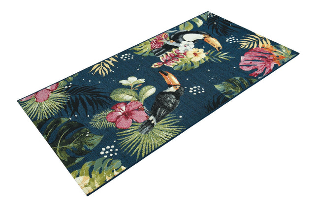 Multicolor 2' 7 x 5' 3 Outdoor Botanical Runner Area Rug Weather Resistant for Patio, Deck, Terrace, Balcony, Porch Polypropylene Garden Floral Tropical Carpet for Sale at Rug Engine