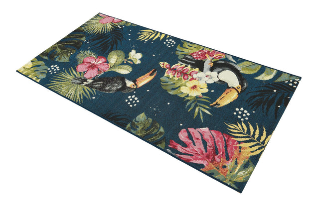 Multicolor 2' 7 x 5' 3 Outdoor Botanical Runner Area Rug Weather Resistant for Patio, Deck, Terrace, Balcony, Porch Polypropylene Garden Floral Tropical Carpet for Sale at Rug Engine