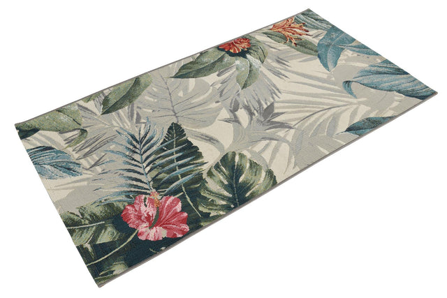 Multicolor 2' 7 x 5' 3 Outdoor Botanical Runner Area Rug Weather Resistant for Patio, Deck, Terrace, Balcony, Porch Polypropylene Garden Floral Tropical Carpet for Sale at Rug Engine