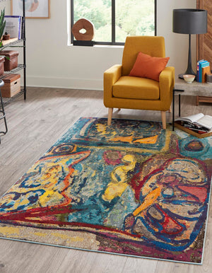 Multicolor 7' 10 x 10' Haerfest Rectangle Area Rug Abstract Super Colorful Modern Vivid Carpet for Unique Interior Design Room Decorating for Sale at Rug Engine