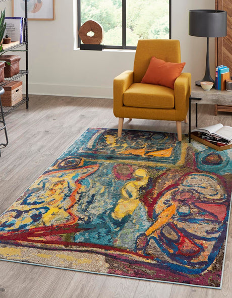 Multicolor 7' 10 x 10' Haerfest Rectangle Area Rug Abstract Super Colorful Modern Vivid Carpet for Unique Interior Design Room Decorating for Sale at Rug Engine