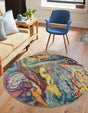 Multicolor 3' 3 x 3' 3 Haerfest Round Area Rug Abstract Super Colorful Modern Vivid Carpet for Unique Interior Design Room Decorating for Sale at Rug Engine