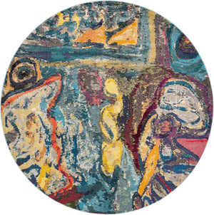 Multicolor 7' 10 x 7' 10 Haerfest Round Area Rug Abstract Super Colorful Modern Vivid Carpet for Unique Interior Design Room Decorating for Sale at Rug Engine