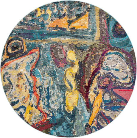 Multicolor 7' 10 x 7' 10 Haerfest Round Area Rug Abstract Super Colorful Modern Vivid Carpet for Unique Interior Design Room Decorating for Sale at Rug Engine