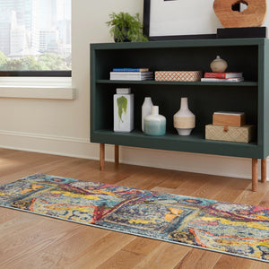 Multicolor 2' x 6' Haerfest Runner Area Rug Abstract Super Colorful Modern Vivid Carpet for Unique Interior Design Room Decorating for Sale at Rug Engine