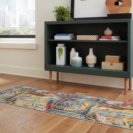 Multicolor 2' x 6' Haerfest Runner Area Rug Abstract Super Colorful Modern Vivid Carpet for Unique Interior Design Room Decorating for Sale at Rug Engine