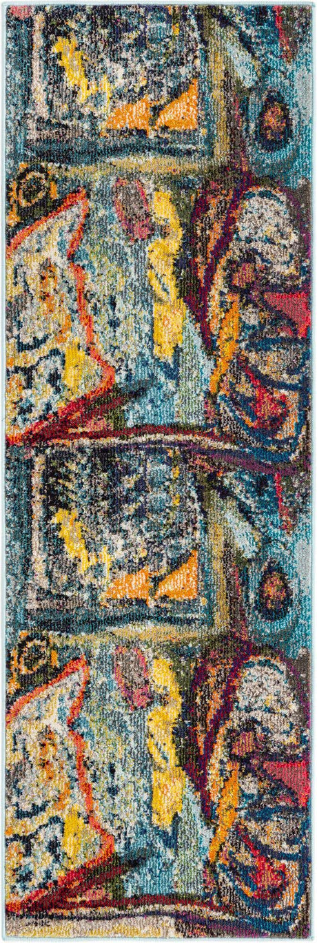 Multicolor 2' x 6' Haerfest Runner Area Rug Abstract Super Colorful Modern Vivid Carpet for Unique Interior Design Room Decorating for Sale at Rug Engine