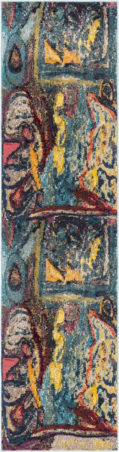 Multicolor 2' x 8' Haerfest Runner Area Rug Abstract Super Colorful Modern Vivid Carpet for Unique Interior Design Room Decorating for Sale at Rug Engine