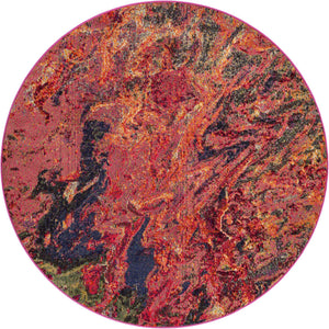Multicolor 5' 3 x 5' 3 Haerfest Round Area Rug Abstract Super Colorful Modern Vivid Carpet for Unique Interior Design Room Decorating for Sale at Rug Engine