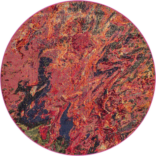 Multicolor 5' 3 x 5' 3 Haerfest Round Area Rug Abstract Super Colorful Modern Vivid Carpet for Unique Interior Design Room Decorating for Sale at Rug Engine