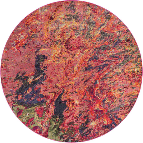 Multicolor 7' 10 x 7' 10 Haerfest Round Area Rug Abstract Super Colorful Modern Vivid Carpet for Unique Interior Design Room Decorating for Sale at Rug Engine
