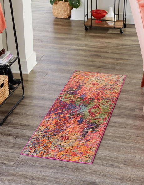 Multicolor 2' x 6' Haerfest Runner Area Rug Abstract Super Colorful Modern Vivid Carpet for Unique Interior Design Room Decorating for Sale at Rug Engine