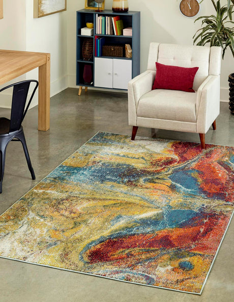 Multicolor 4' x 6' Haerfest Rectangle Area Rug Abstract Super Colorful Modern Vivid Carpet for Unique Interior Design Room Decorating for Sale at Rug Engine
