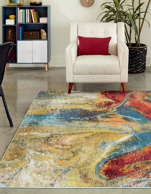 Multicolor 7' 10 x 10' Haerfest Rectangle Area Rug Abstract Super Colorful Modern Vivid Carpet for Unique Interior Design Room Decorating for Sale at Rug Engine
