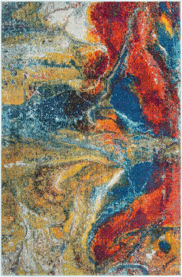 Multicolor 4' x 6' Haerfest Rectangle Area Rug Abstract Super Colorful Modern Vivid Carpet for Unique Interior Design Room Decorating for Sale at Rug Engine