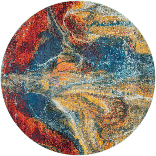 Multicolor 7' 10 x 7' 10 Haerfest Round Area Rug Abstract Super Colorful Modern Vivid Carpet for Unique Interior Design Room Decorating for Sale at Rug Engine