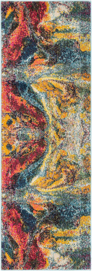 Multicolor 2' x 6' Haerfest Runner Area Rug Abstract Super Colorful Modern Vivid Carpet for Unique Interior Design Room Decorating for Sale at Rug Engine