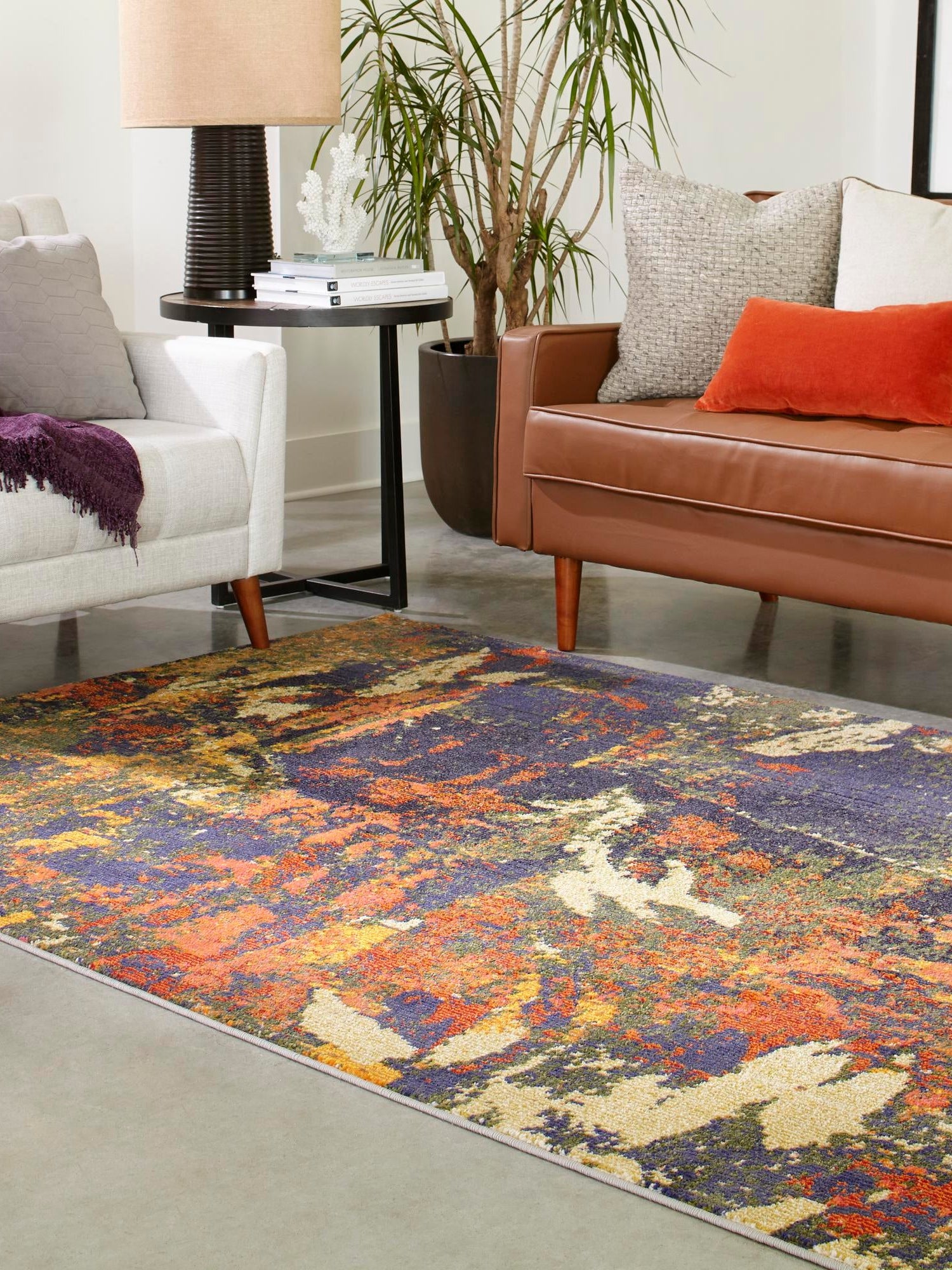 Brown 9' x 12' Haerfest Rectangle Area Rug Abstract Super Colorful Modern Vivid Carpet for Unique Interior Design Room Decorating for Sale at Rug Engine