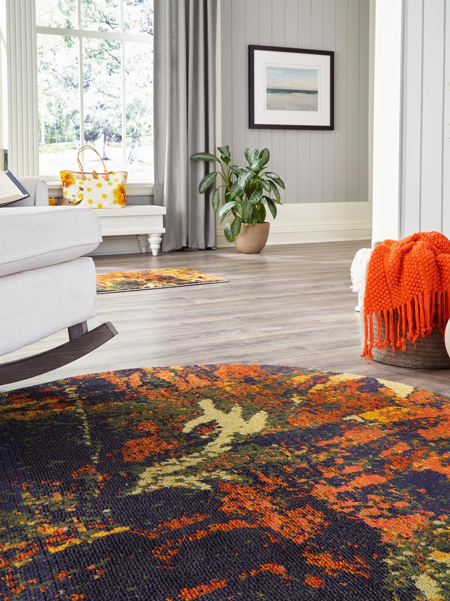 Brown 5' 3 x 5' 3 Haerfest Round Area Rug Abstract Super Colorful Modern Vivid Carpet for Unique Interior Design Room Decorating for Sale at Rug Engine
