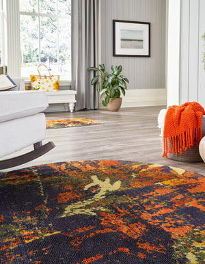 Brown 5' 3 x 5' 3 Haerfest Round Area Rug Abstract Super Colorful Modern Vivid Carpet for Unique Interior Design Room Decorating for Sale at Rug Engine
