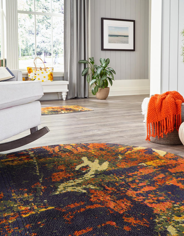 Brown 5' 3 x 5' 3 Haerfest Round Area Rug Abstract Super Colorful Modern Vivid Carpet for Unique Interior Design Room Decorating for Sale at Rug Engine
