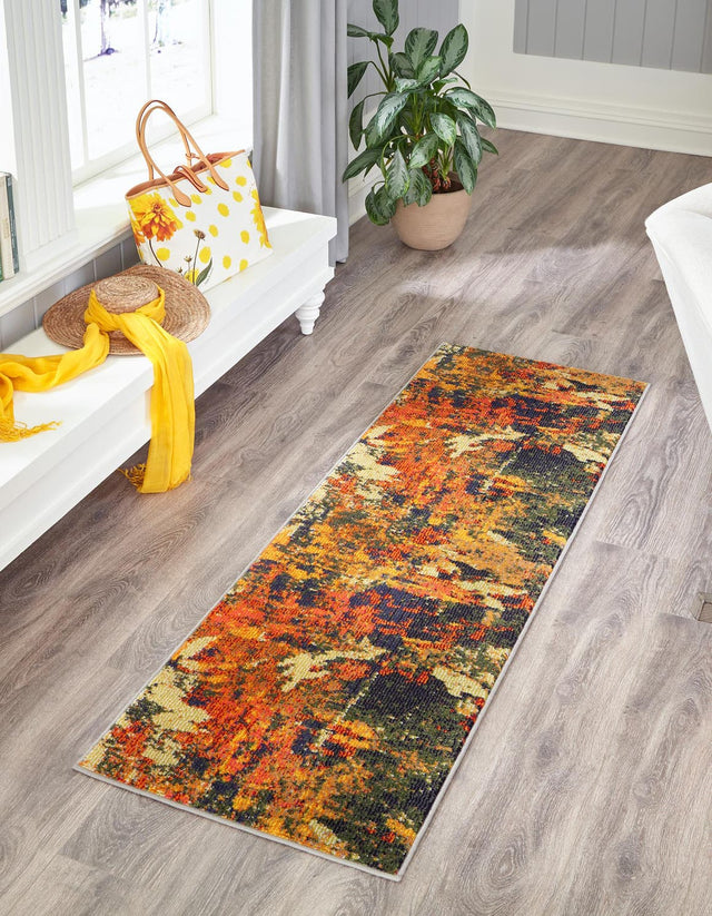 Brown 2' x 6' Haerfest Runner Area Rug Abstract Super Colorful Modern Vivid Carpet for Unique Interior Design Room Decorating for Sale at Rug Engine