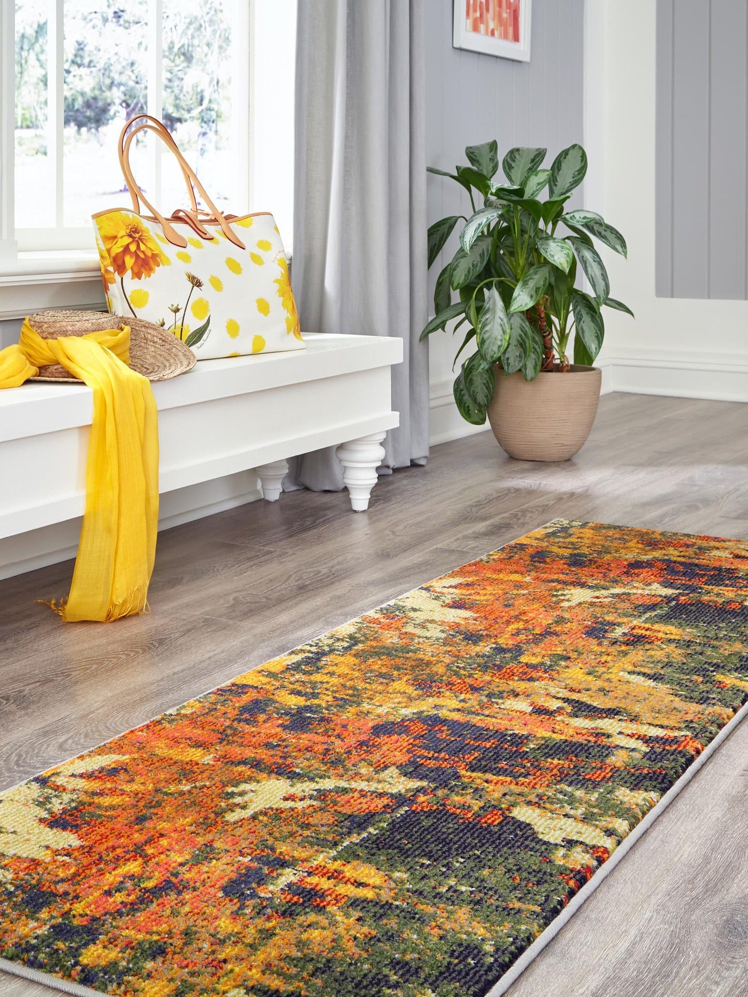 Brown 2' x 6' Haerfest Runner Area Rug Abstract Super Colorful Modern Vivid Carpet for Unique Interior Design Room Decorating for Sale at Rug Engine