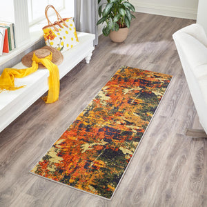 Brown 2' x 4' Haerfest Runner Area Rug Abstract Super Colorful Modern Vivid Carpet for Unique Interior Design Room Decorating for Sale at Rug Engine