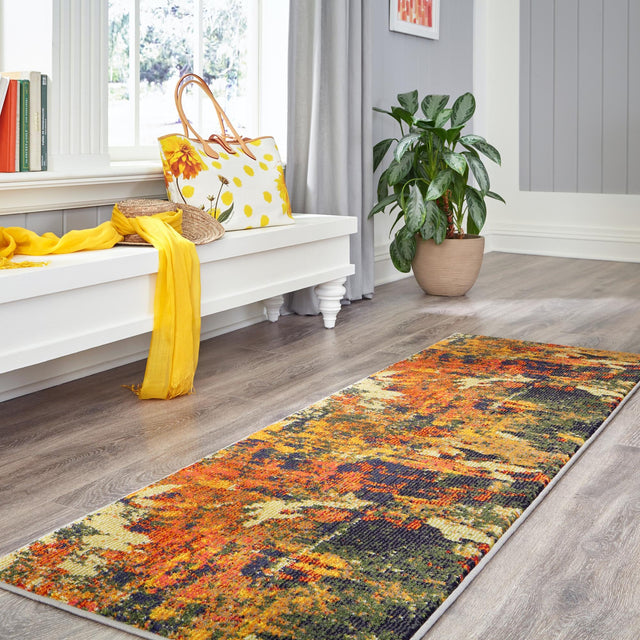 Brown 2' x 4' Haerfest Runner Area Rug Abstract Super Colorful Modern Vivid Carpet for Unique Interior Design Room Decorating for Sale at Rug Engine