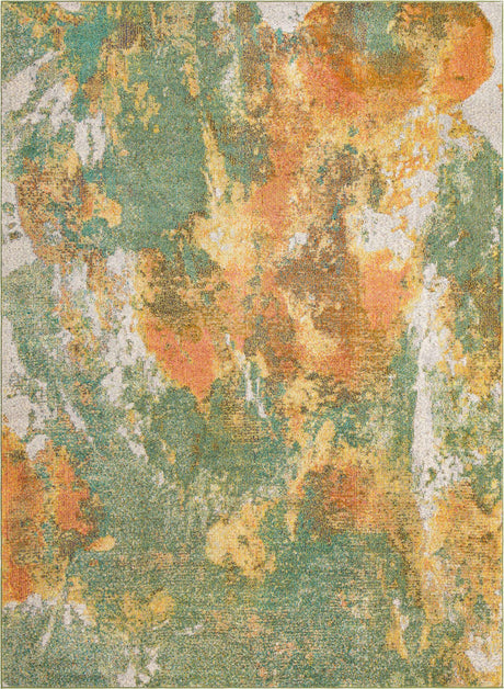 Green 9' x 12' Haerfest Rectangle Area Rug Abstract Super Colorful Modern Vivid Carpet for Unique Interior Design Room Decorating for Sale at Rug Engine