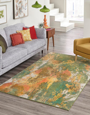 Green 7' 10 x 11' Haerfest Rectangle Area Rug Abstract Super Colorful Modern Vivid Carpet for Unique Interior Design Room Decorating for Sale at Rug Engine