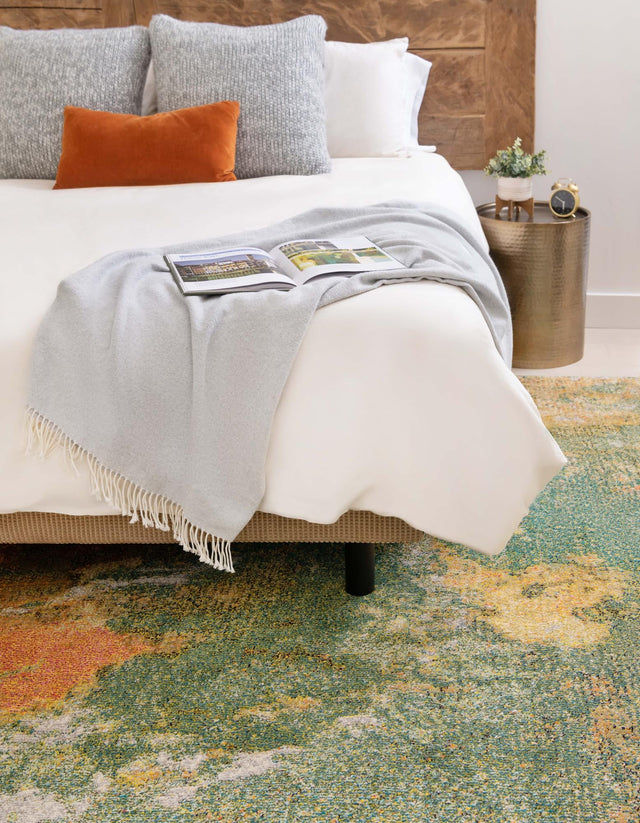 Green 4' x 6' Haerfest Rectangle Area Rug Abstract Super Colorful Modern Vivid Carpet for Unique Interior Design Room Decorating for Sale at Rug Engine