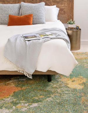 Green 2' x 3' Haerfest Rectangle Area Rug Abstract Super Colorful Modern Vivid Carpet for Unique Interior Design Room Decorating for Sale at Rug Engine