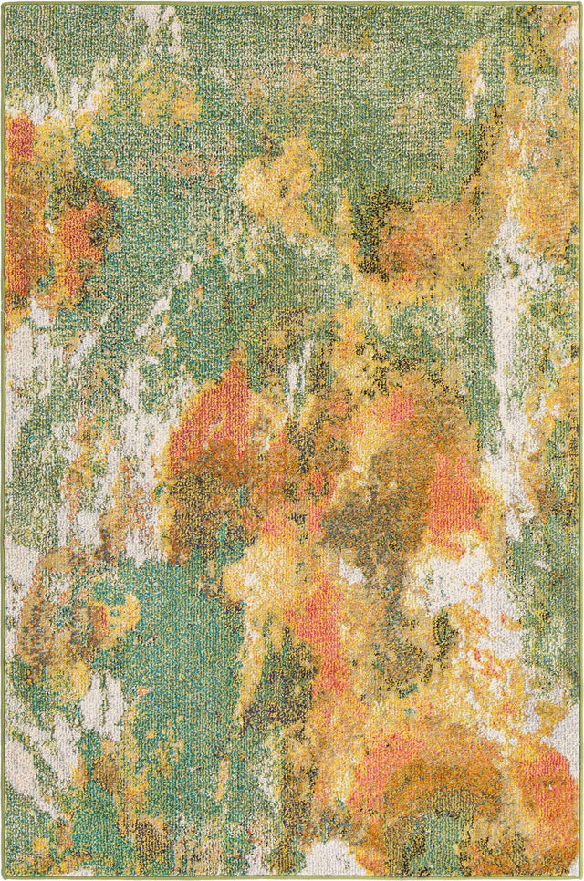 Green 4' x 6' Haerfest Rectangle Area Rug Abstract Super Colorful Modern Vivid Carpet for Unique Interior Design Room Decorating for Sale at Rug Engine