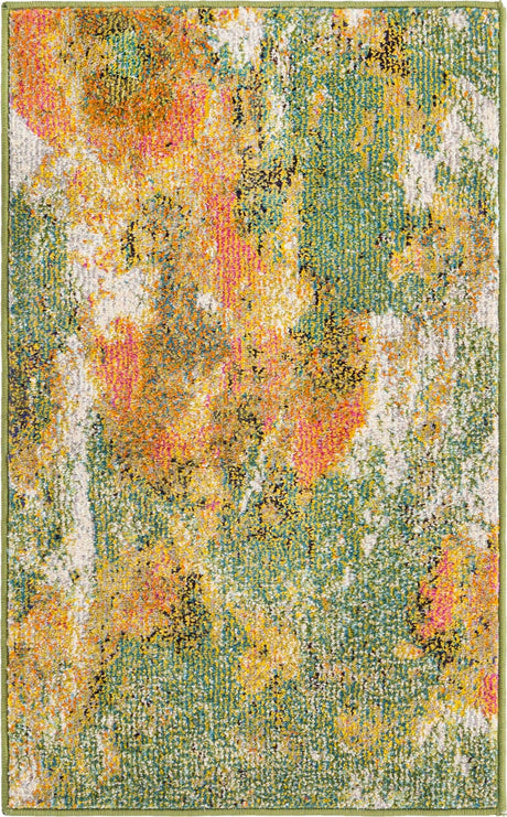 Green 2' x 3' Haerfest Rectangle Area Rug Abstract Super Colorful Modern Vivid Carpet for Unique Interior Design Room Decorating for Sale at Rug Engine