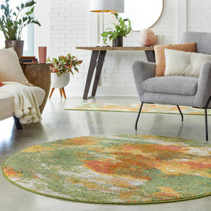 Green 5' 3 x 5' 3 Haerfest Round Area Rug Abstract Super Colorful Modern Vivid Carpet for Unique Interior Design Room Decorating for Sale at Rug Engine
