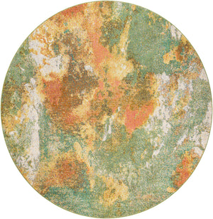 Green 7' 10 x 7' 10 Haerfest Round Area Rug Abstract Super Colorful Modern Vivid Carpet for Unique Interior Design Room Decorating for Sale at Rug Engine
