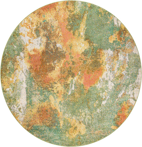 Green 7' 10 x 7' 10 Haerfest Round Area Rug Abstract Super Colorful Modern Vivid Carpet for Unique Interior Design Room Decorating for Sale at Rug Engine