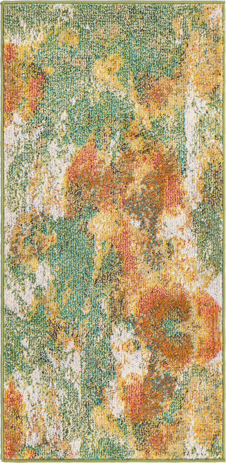 Green 2' x 4' Haerfest Runner Area Rug Abstract Super Colorful Modern Vivid Carpet for Unique Interior Design Room Decorating for Sale at Rug Engine