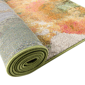 Green 2' x 6' Haerfest Runner Area Rug Abstract Super Colorful Modern Vivid Carpet for Unique Interior Design Room Decorating for Sale at Rug Engine