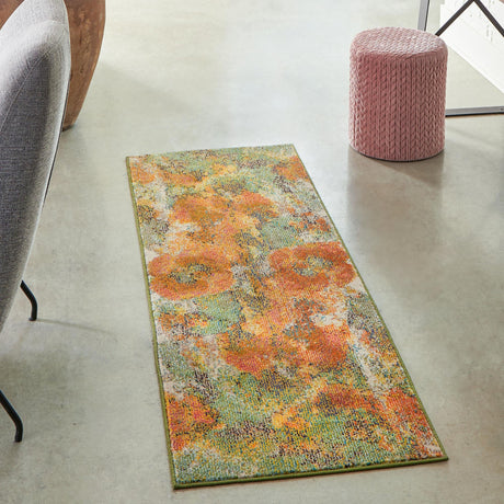 Green 2' x 6' Haerfest Runner Area Rug Abstract Super Colorful Modern Vivid Carpet for Unique Interior Design Room Decorating for Sale at Rug Engine