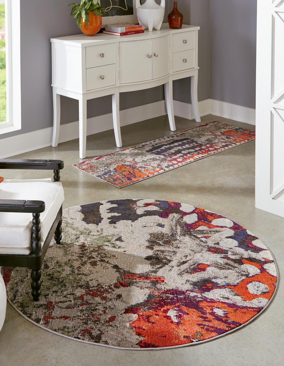 Multicolor 5' 3 x 5' 3 Haerfest Round Area Rug Abstract Super Colorful Modern Vivid Carpet for Unique Interior Design Room Decorating for Sale at Rug Engine