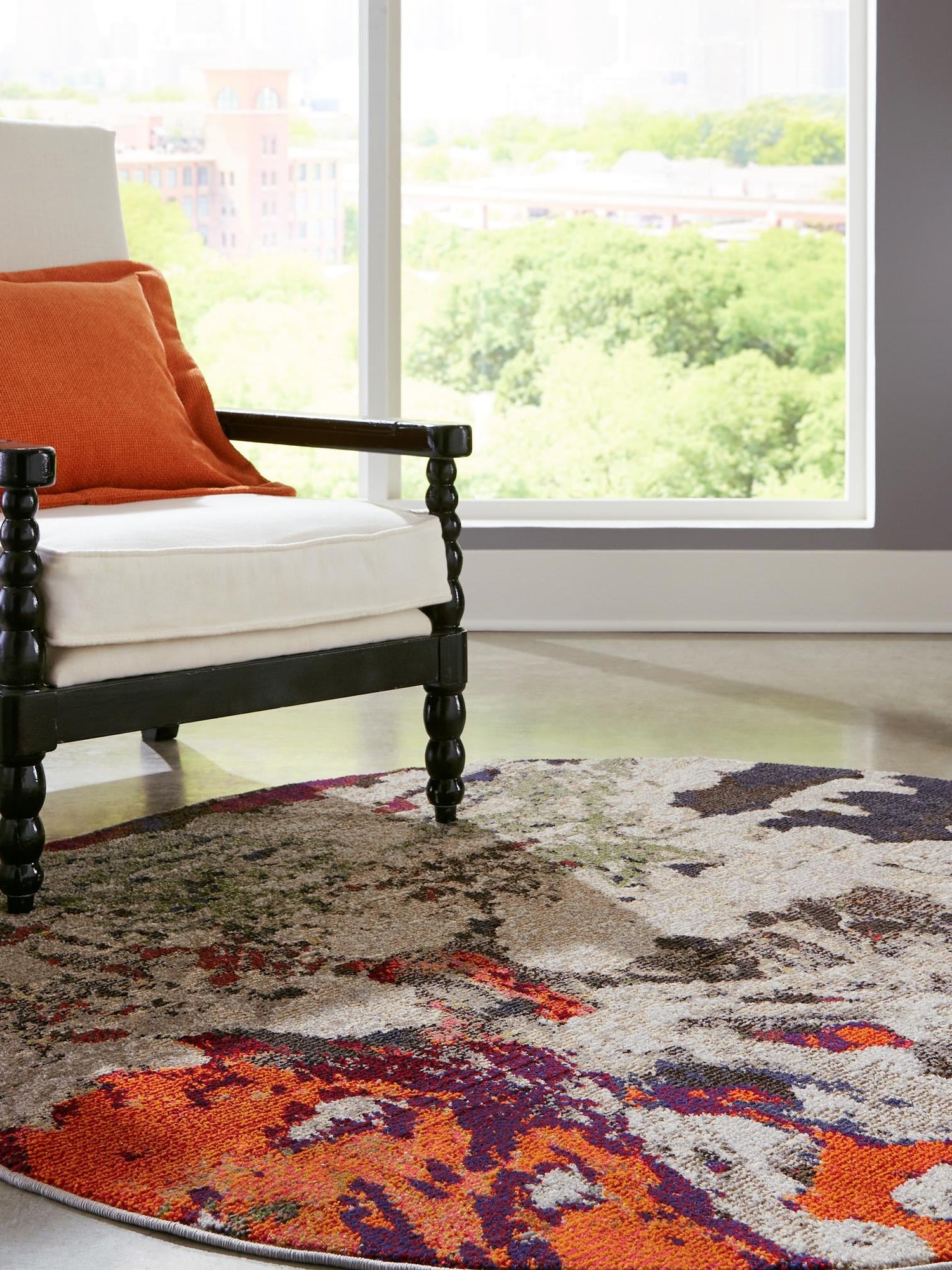 Multicolor 5' 3 x 5' 3 Haerfest Round Area Rug Abstract Super Colorful Modern Vivid Carpet for Unique Interior Design Room Decorating for Sale at Rug Engine
